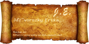 Jávorszky Erika névjegykártya