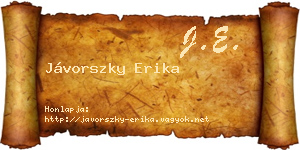 Jávorszky Erika névjegykártya