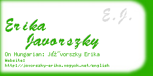 erika javorszky business card
